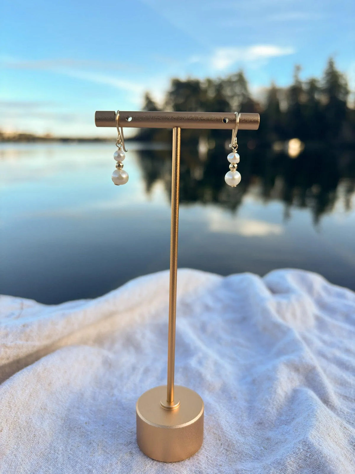 Handmade pearl stud earrings gold filled jewelry British Columbia Canada