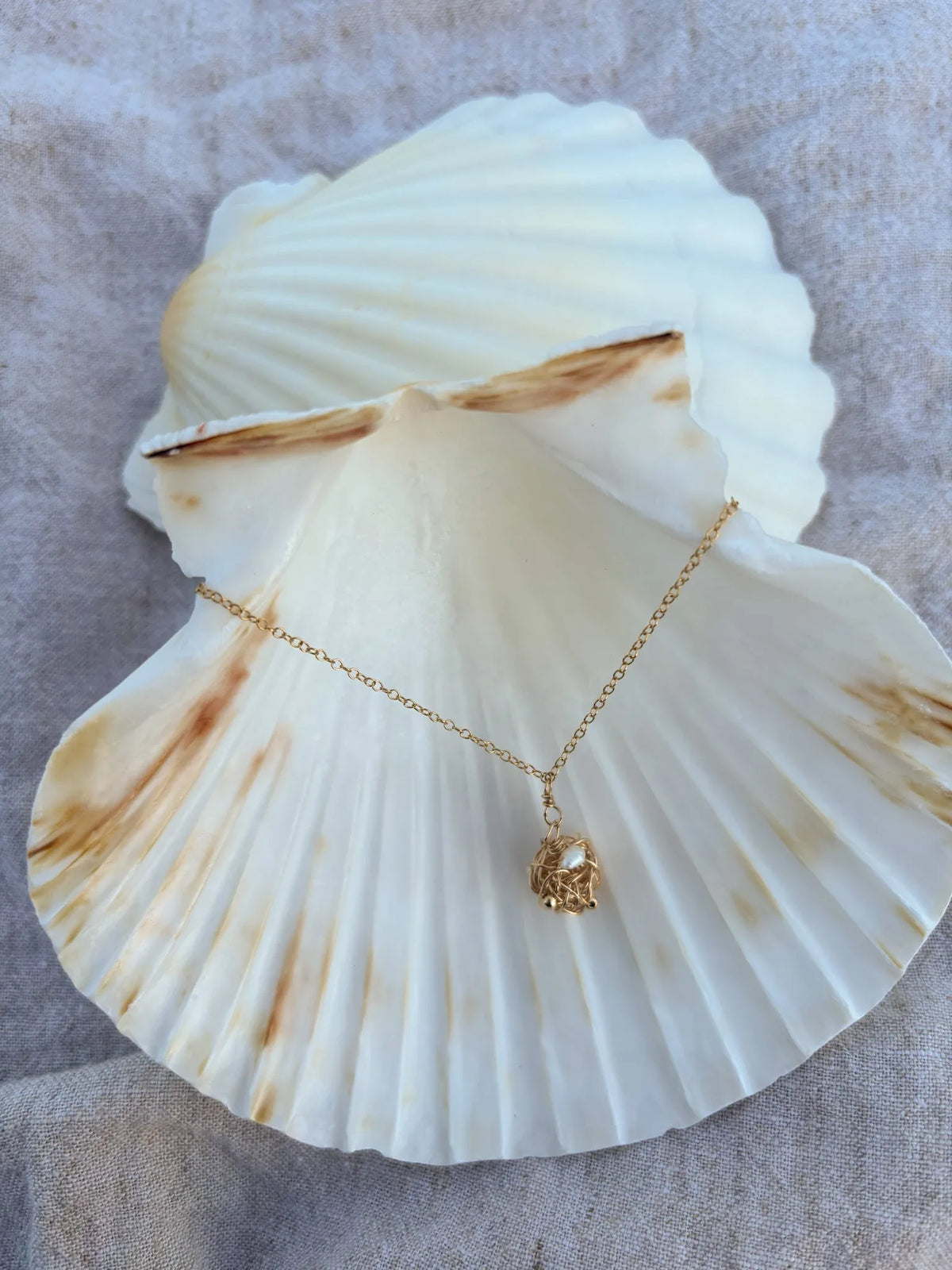 Handmade Nido pearl nest earrings gold filled wire wrap jewelry BC Canada