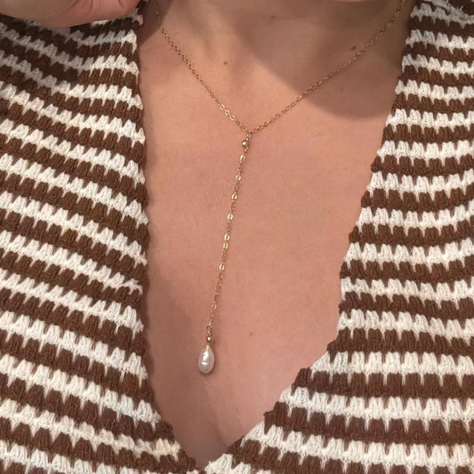 Pearl Drop Down Necklace