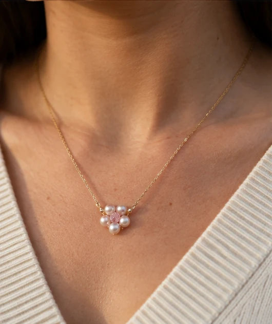 Flora Pink Freshwater Pearl Necklace