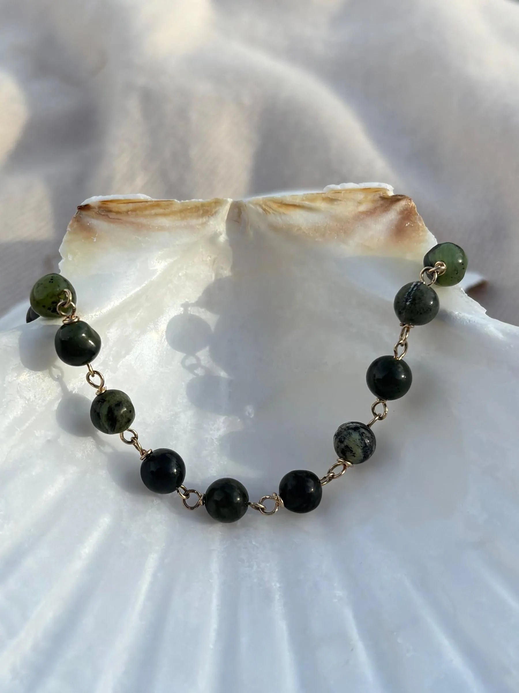 Handmade Brisa BC nephrite jade bracelet gold filled British Columbia Canada