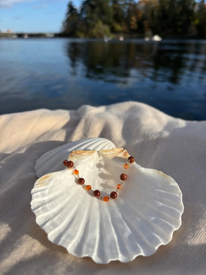 Goldstone agate bracelet handmade gold filled Canada detail view