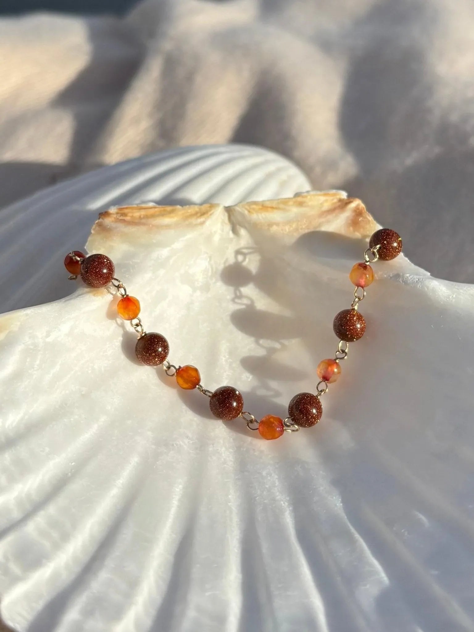 Handmade goldstone agate sunset bracelet gold filled BC Canada