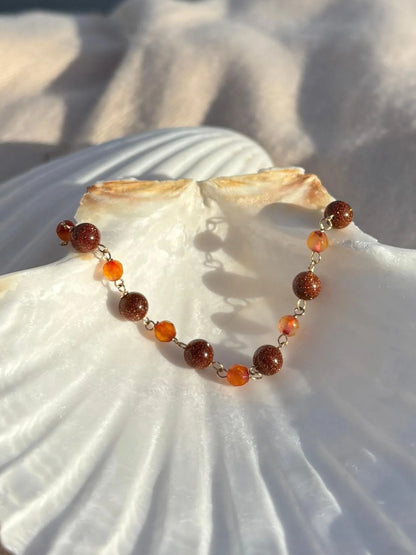 Handmade goldstone agate sunset bracelet gold filled BC Canada