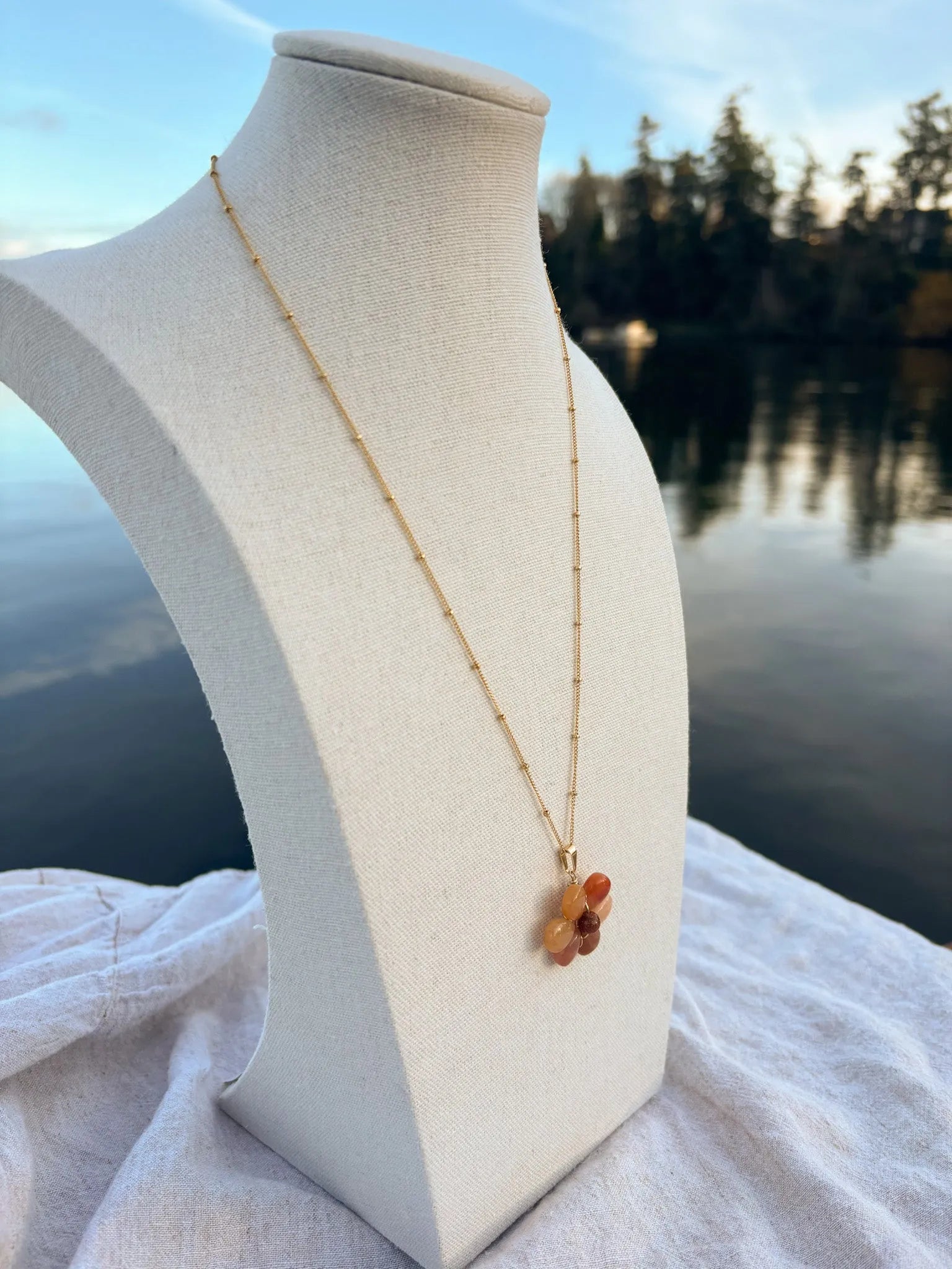 Flora Sunset Jade Necklace
