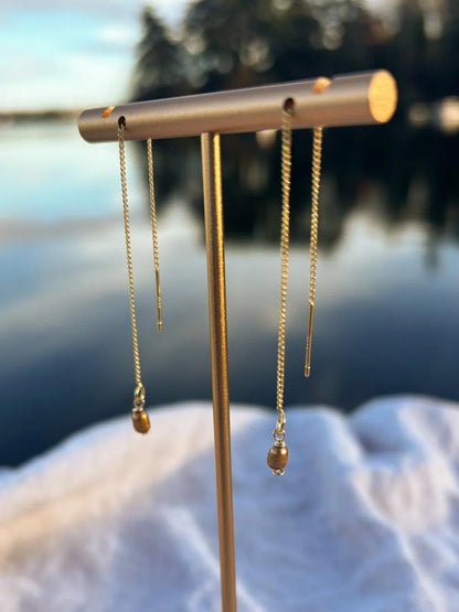 Golden Freshwater Pearl Threader Earrings