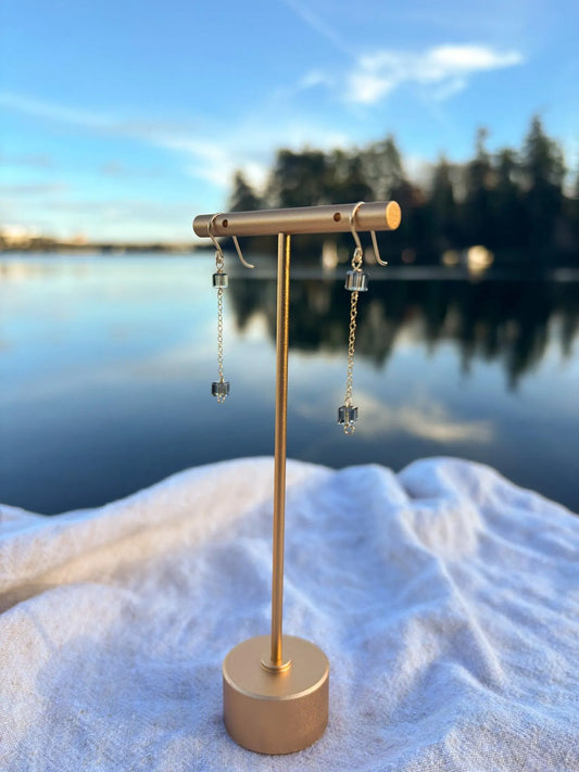 Grey Swarovski Crystal Earrings