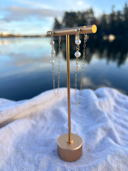 Heart chain Freshwater Pearl Earrings