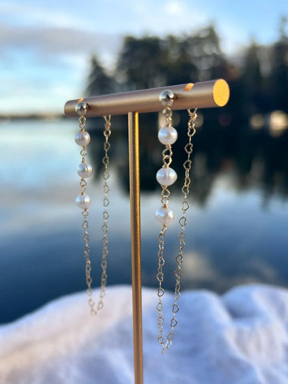 Heart chain Freshwater Pearl Earrings