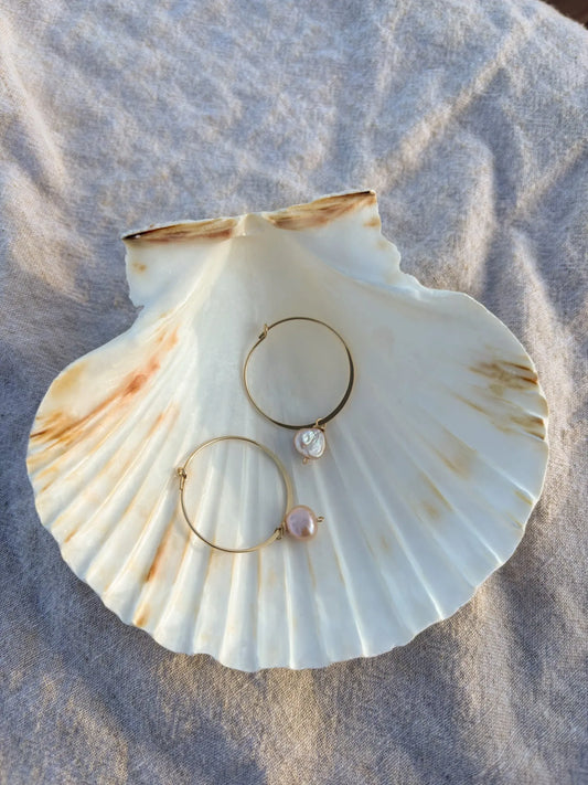 Light Pink Freshwater Pearl Hoops