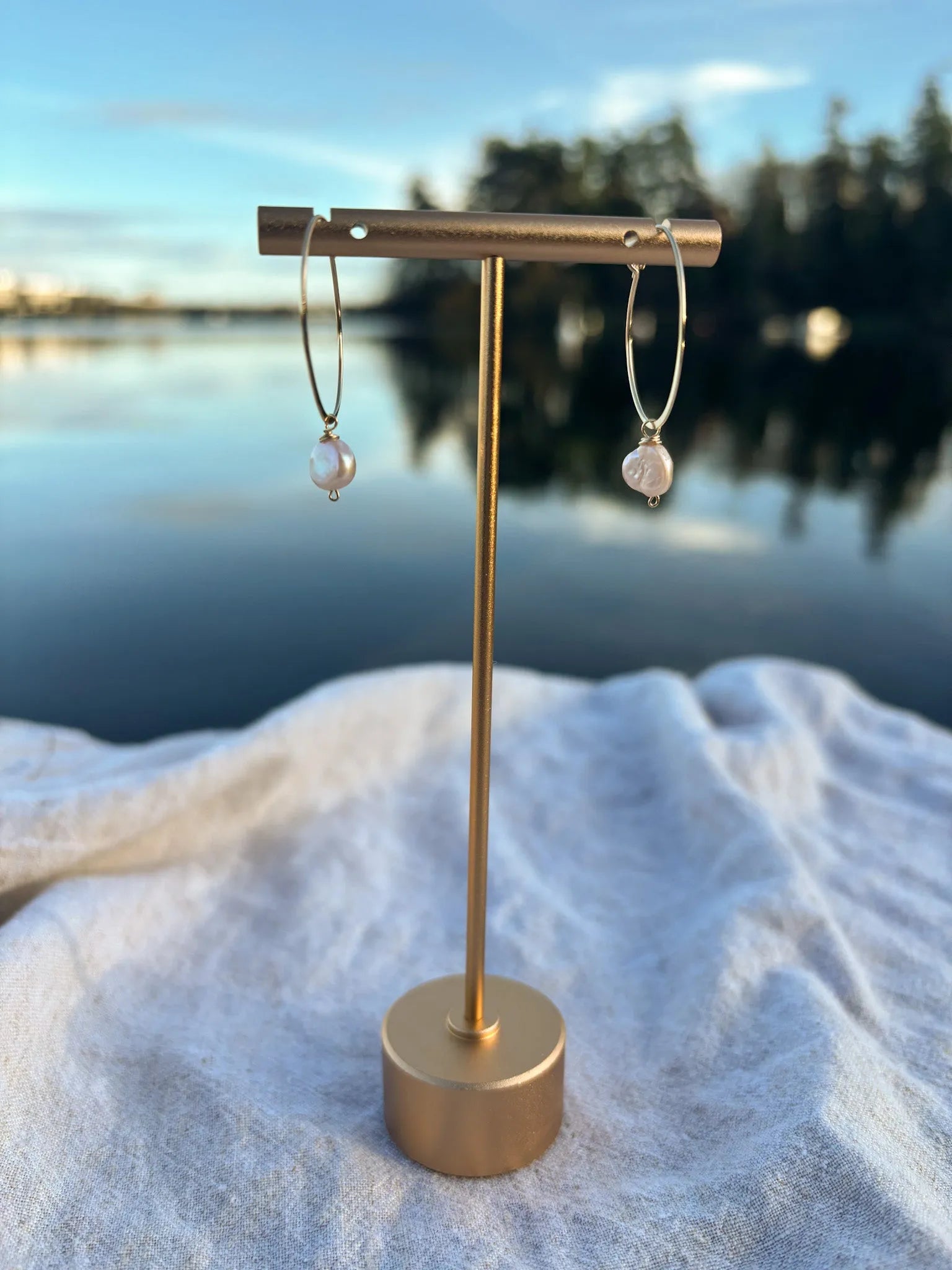 Light Pink Freshwater Pearl Hoops