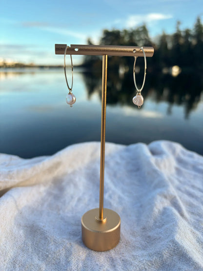 Light Pink Freshwater Pearl Hoops