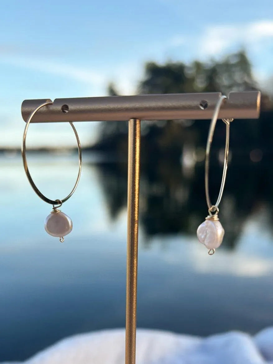 Light Pink Freshwater Pearl Hoops