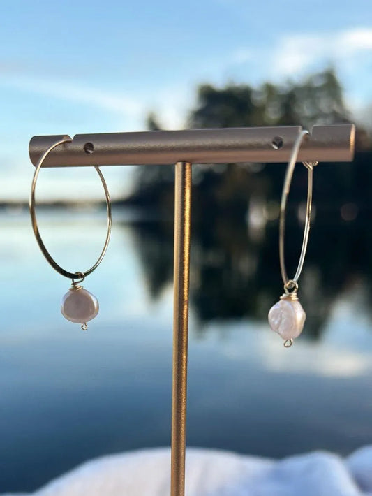 Light Pink Freshwater Pearl Hoops