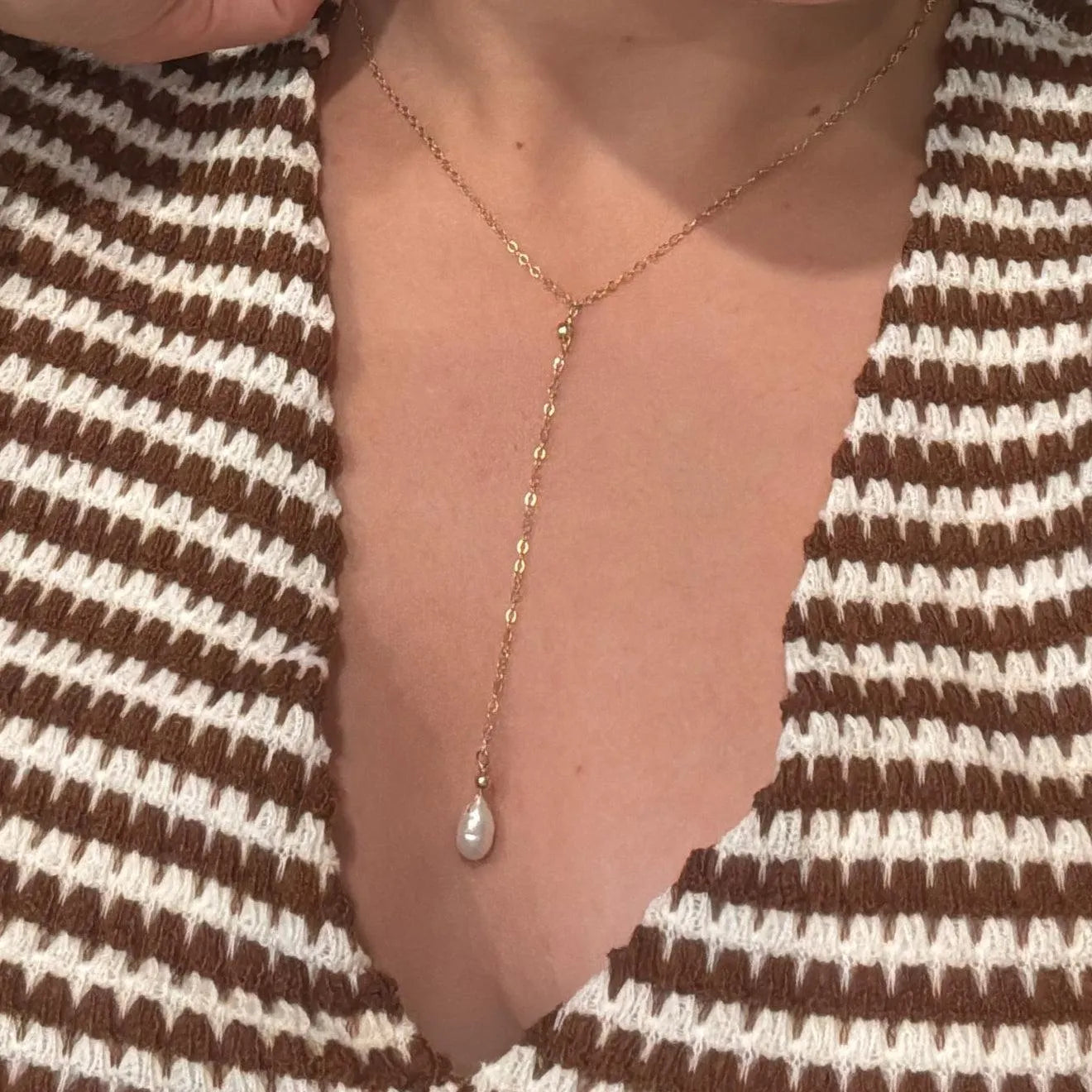 Pearl Drop Down Necklace