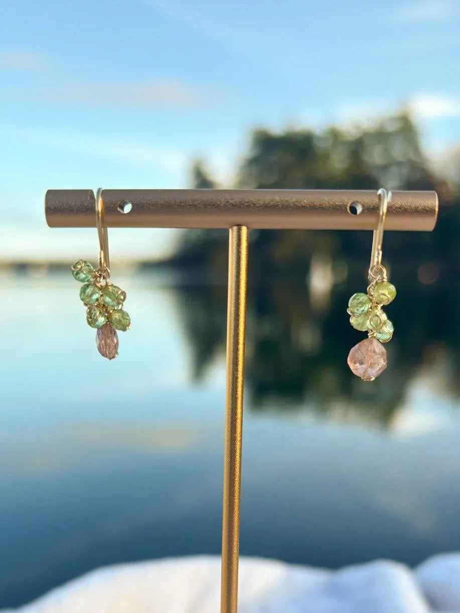 Peridot & Pink Tourmaline Blossom Drops