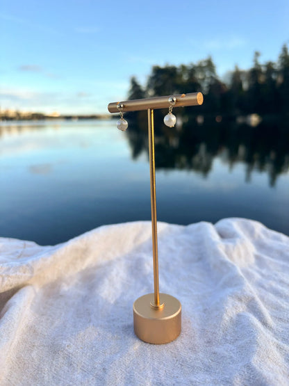 Handmade single pearl stud earrings gold filled jewelry British Columbia Canada