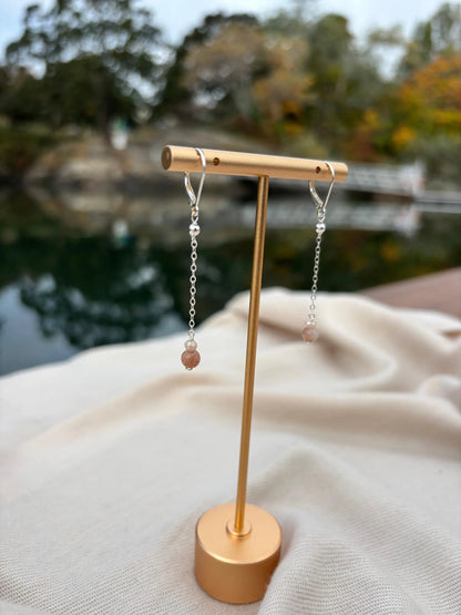 Sterling Silver Sunstone Dangly Earrings