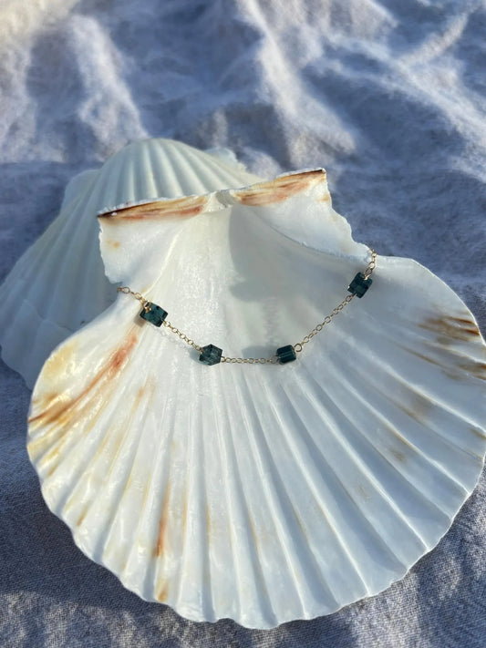 Swarovski Cube Bracelet, Deep Teal Fire