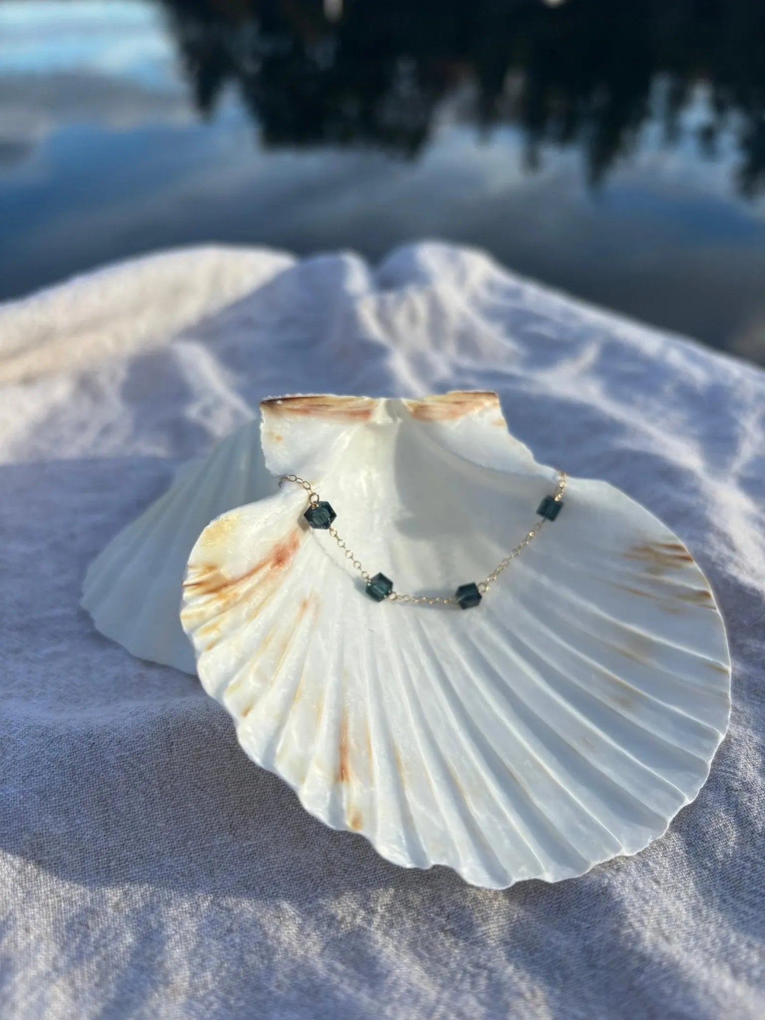 Swarovski Cube Bracelet, Deep Teal Fire