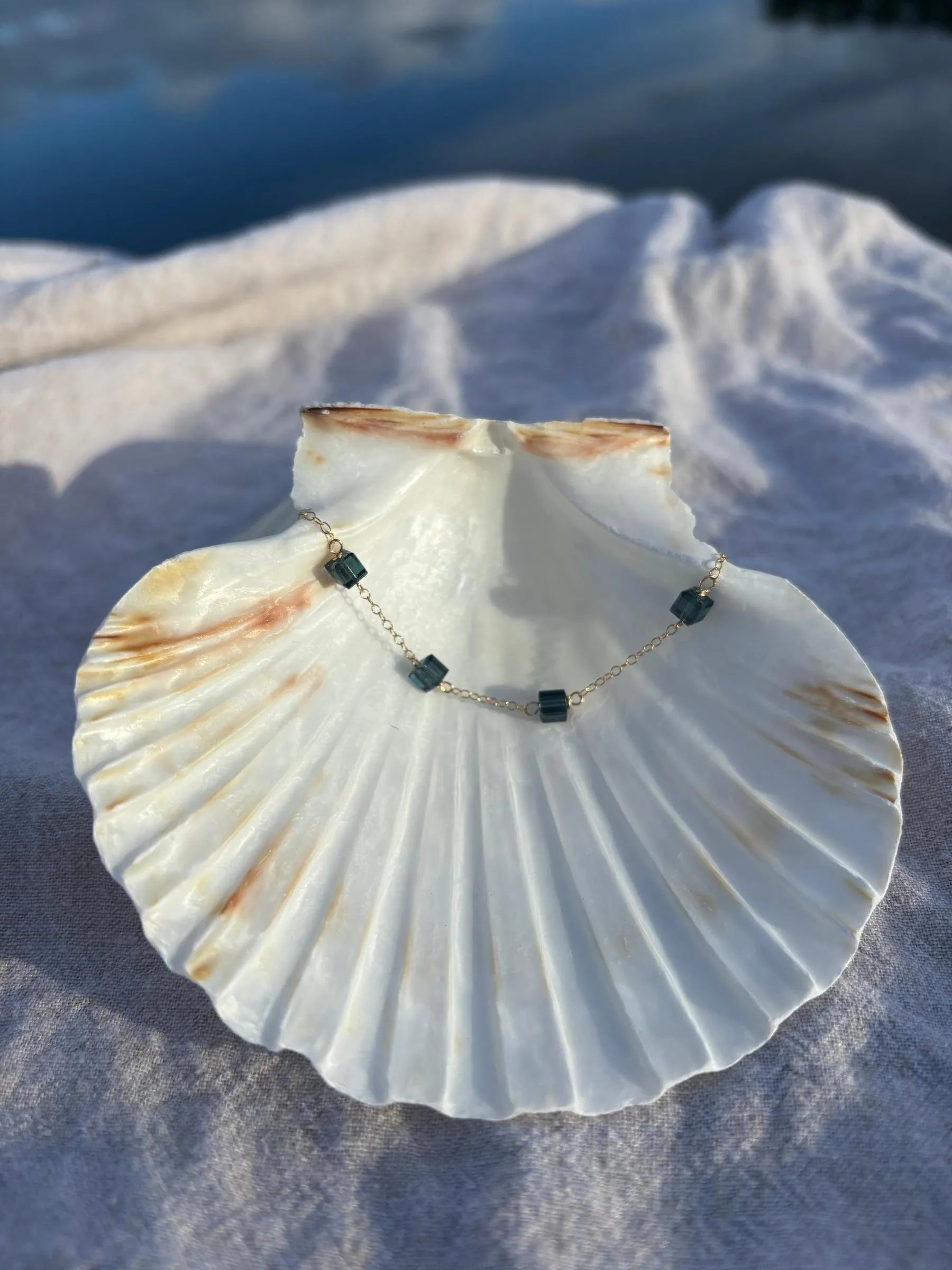 Swarovski Cube Bracelet, Deep Teal Fire