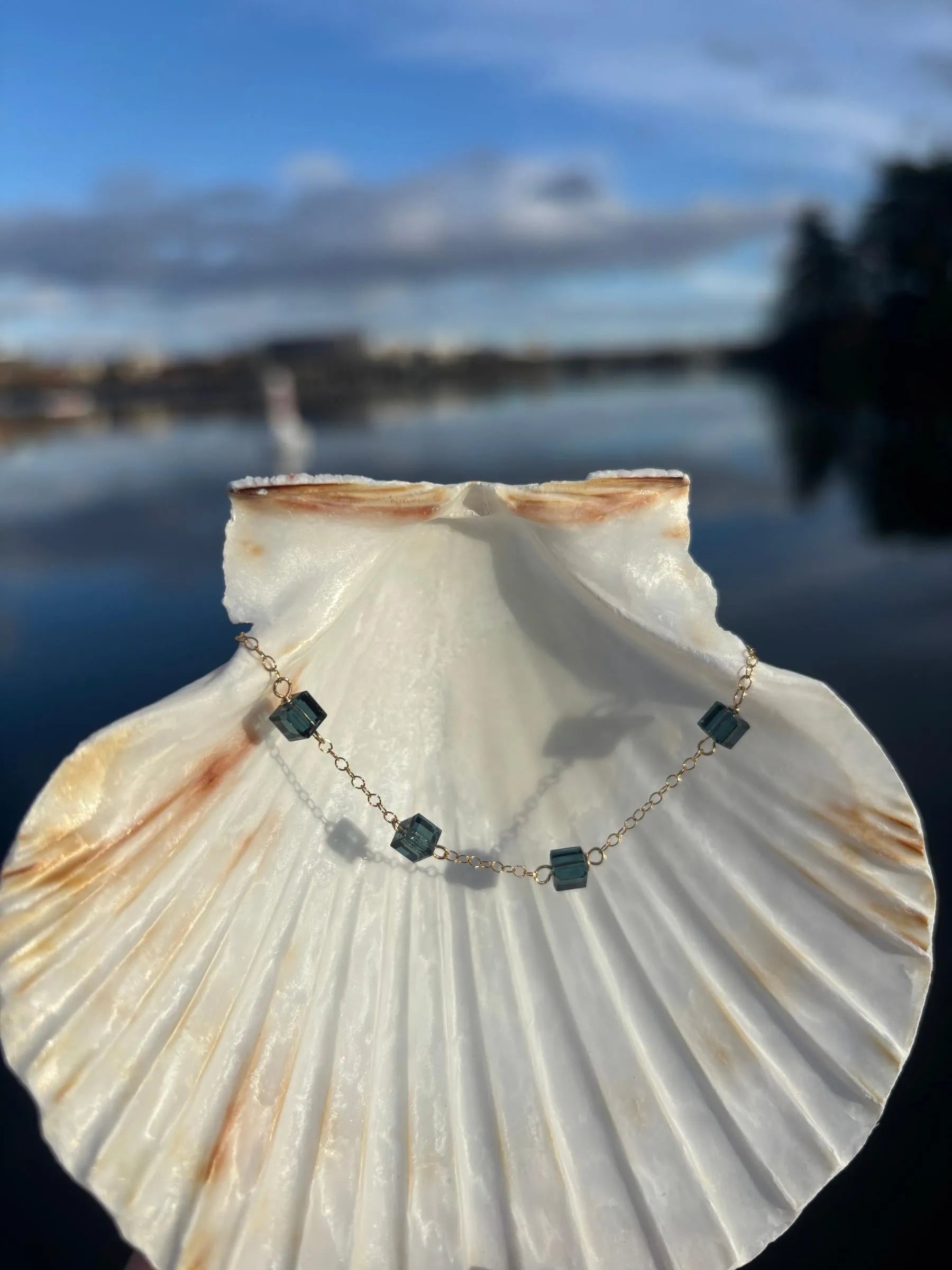 Swarovski Cube Bracelet, Deep Teal Fire