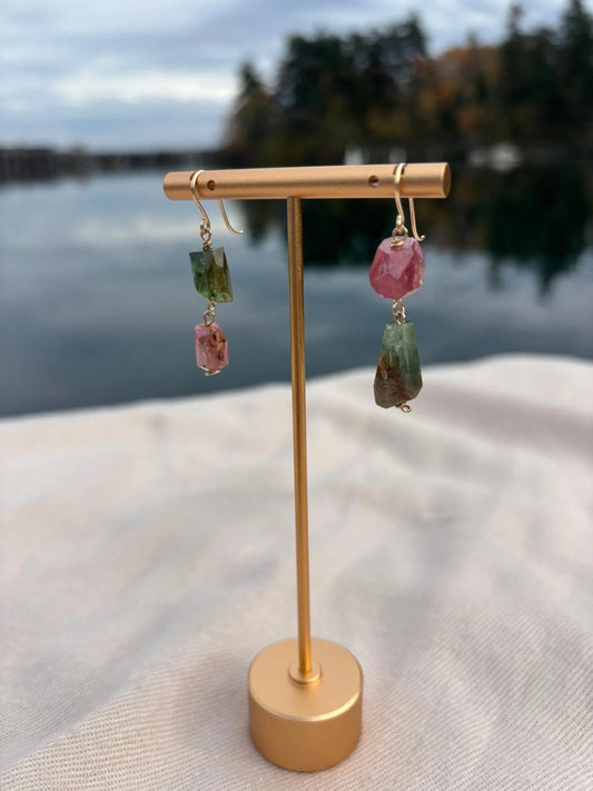 Watermelon Tourmaline Drop Earrings