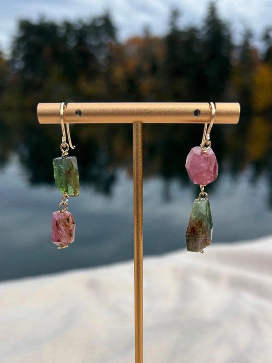 Watermelon Tourmaline Drop Earrings
