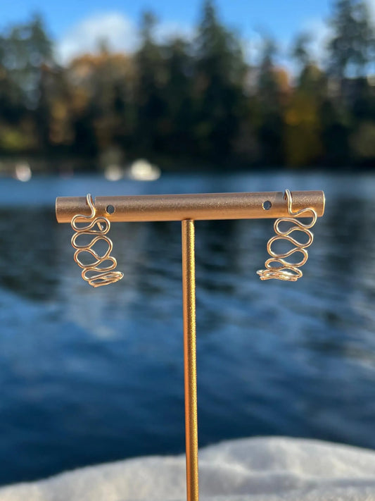 Wavy Gold-Filled Dangle Earrings