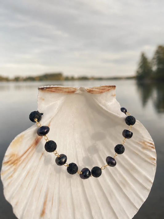 Marino Lava & Black Pearl Bracelet
