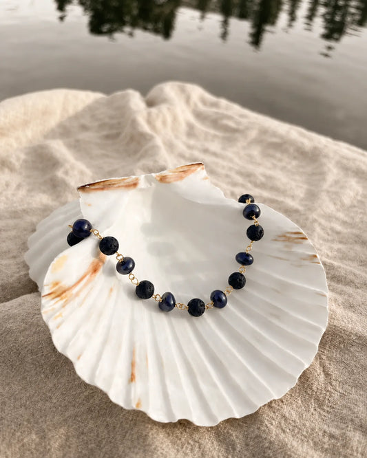 Marino Lava & Black Pearl Bracelet